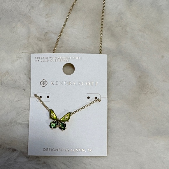 Kendra Scott Gold Butterfly Necklace with Green Accents - Picture 2 of 3